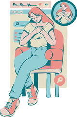 Woman Practicing Self Love Illustration