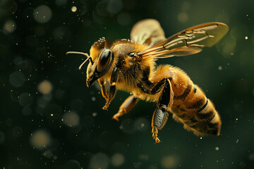 a flying bee, captured with a high-speed camera