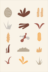 Hand drawn soft earth tones illustration vector element bundle