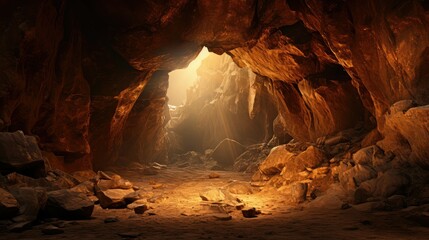 golden cave with light