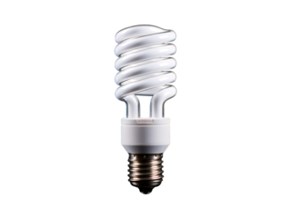 a spiral light bulb on a white background