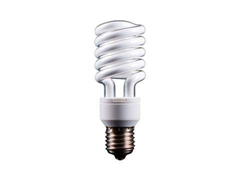 a spiral light bulb on a white background