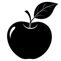 Classic Apple Silhouette with Stem and Leaf Design: Ideal for Your Creative Projects