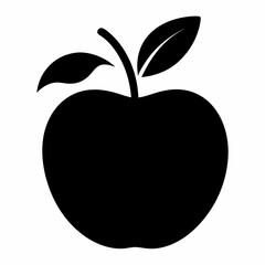 Classic Apple Silhouette with Stem and Leaf Design: Ideal for Your Creative Projects