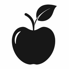 Classic Apple Silhouette with Stem and Leaf Design: Ideal for Your Creative Projects