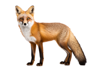 a fox standing on a white background