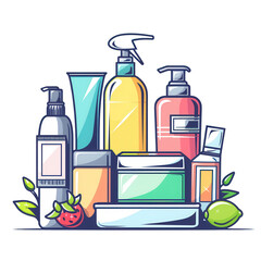 A group of beauty and personal care items arranged centrally on a website for easy access and browsing.