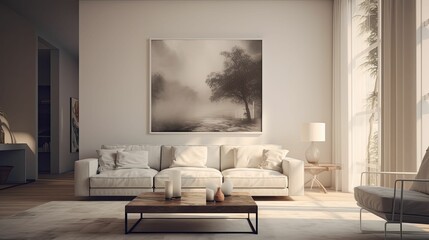 dreamy blurred living room modern interior