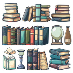 A group of book items arranged centrally on a website's main page.
