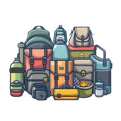 A group of camping gear items arranged centrally on a website for easy access and navigation.