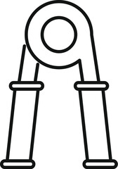 Simple black line hand gripper icon, a tool used for strengthening grip