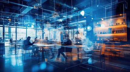 Fototapeta premium bustling blurred blueprint interior