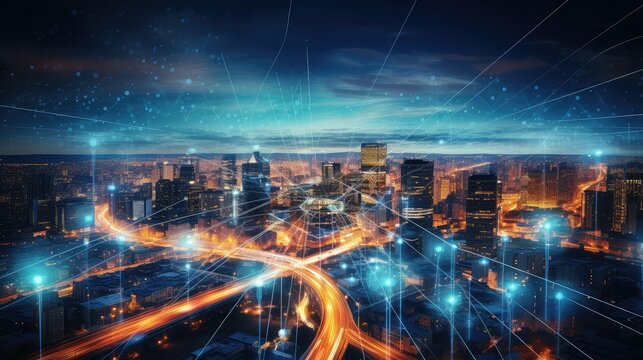 city technology data background