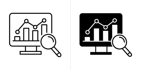 Data Analytics stroke and solid web icon set. Vector illustration