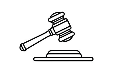 Gavel black icon, isolated on white background. Vector illustration.