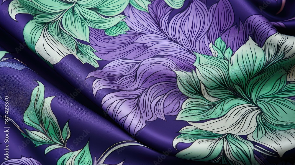 Sticker intricate purple green floral