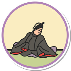 ステッカー風の円形シンプル百人一首　中納言家持