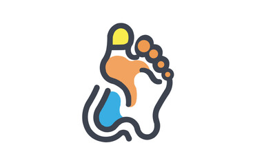 Fototapeta premium Colorful footprint Glyph icon isolated on white background.