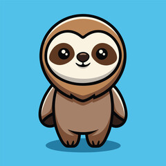 Obraz premium Cute Sloth Cartoon Vector Icon Illustration.