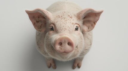 Fototapeta premium Close-up of a cute piglet with a curious expression, isolated on a white background. Perfect for farm, animal, and cute-themed projects.