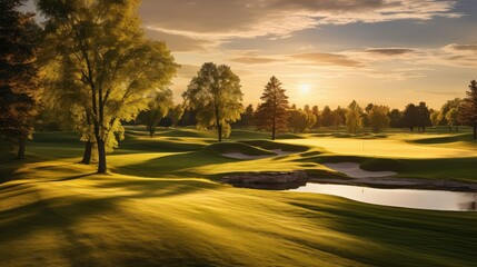 Fototapeta premium fairway bright sun golf course