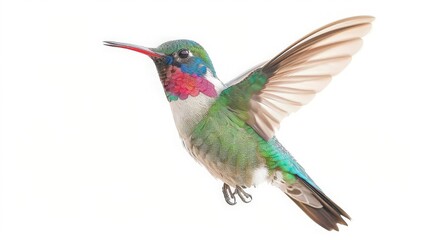 Fototapeta premium Hummingbird in Flight, Isolated on White Background