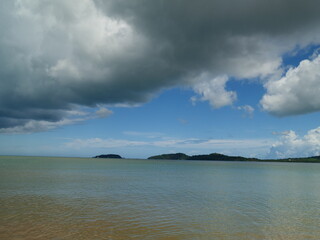 Blue sea white beach turquoise ocean wave coastal in tropical paradise landscape. Beautiful scene seascape marine coastline destinations. Tropical beautiful blue ocean lagoon lake travel summer time.