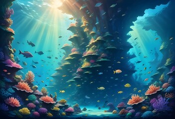 colorful coral reef surreal art