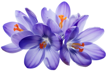 spring blue crocus flowers isolated on transparent background