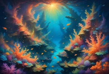 colorful coral reef surreal art