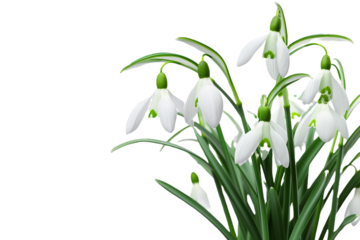 spring snowdrop flowers isolated on transparent background