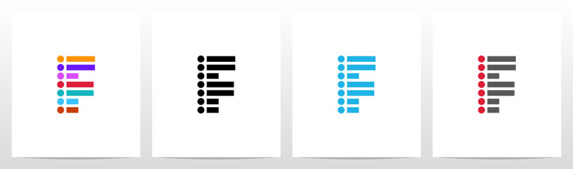 Bullet Point List Initial Letter Logo Design F