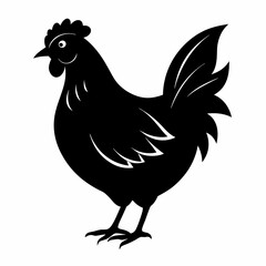 black hen vector silhouette 