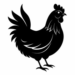 black hen vector silhouette 