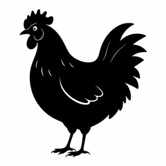 black hen vector silhouette 
