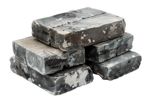 Fototapeta stack of grey bricks isolated on transparent background