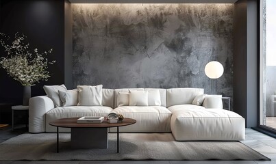 Fototapeta premium Interior Design Modern Living Room Cozy Simple Modern Aesthetics.