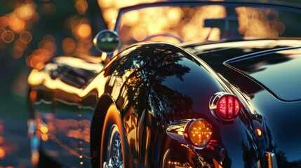 Futuristic Art Deco Inspired Modern Car Design with Vibrant Colors and Symmetry in High Contrast Scene