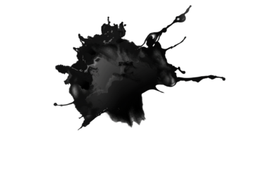 stain splat black ink isolated on transparent background