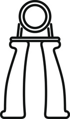 Line art icon of a hand grip exerciser, commonly used for improving grip strength and hand rehabilitation
