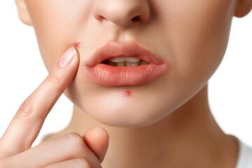 Naklejka premium Woman with acne on face. Facial treatment concept