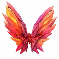Obraz premium 3D Render, Low Poly style of a cartoon fairy wings, on isolated white background, Generative AI