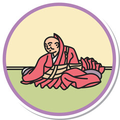 ステッカー風の円形シンプル百人一首　僧正遍昭