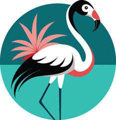 flamingo silhouette isolated on white vector Illustration