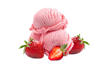 strawberry ice cream isolated on transparent background