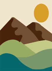 A beautiful sun behind mountains.