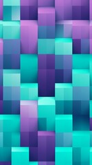 Abstract Turquoise and Purple 3D Cube Pattern Wallpaper