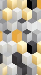 Abstract Geometric Pattern With Yellow, Gray, and Black Cubes
