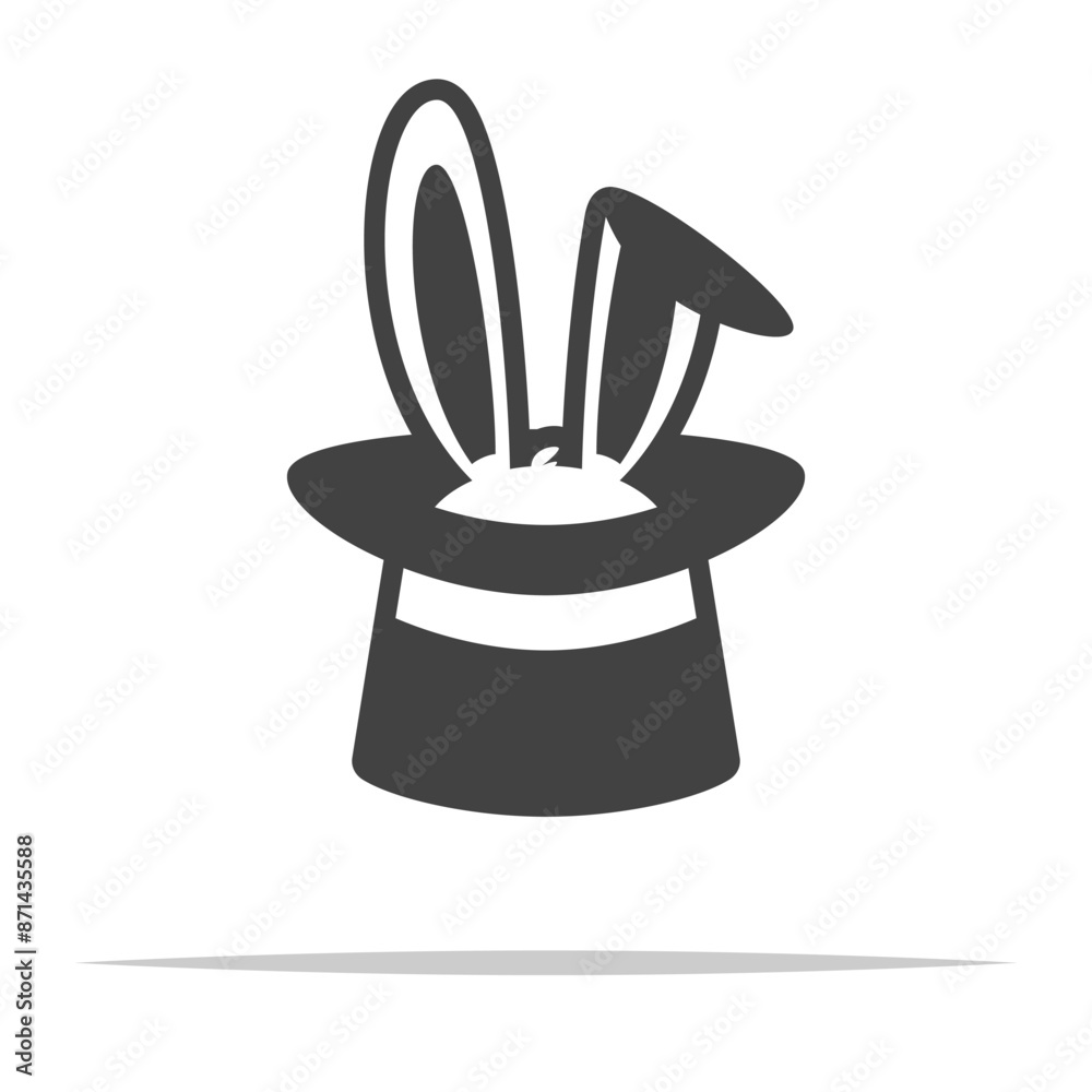 Wall mural magic hat with rabbit icon transparent vector isolated