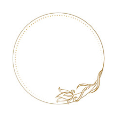 A chic circular frame adorned with intricate floral patterns, ideal for elegant invitations or luxurious stationery